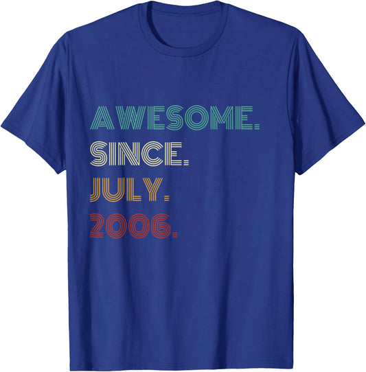 20 Years Old Awesome Since July 2006 20th Birthday T-Shirt - T-Shirt | Royal