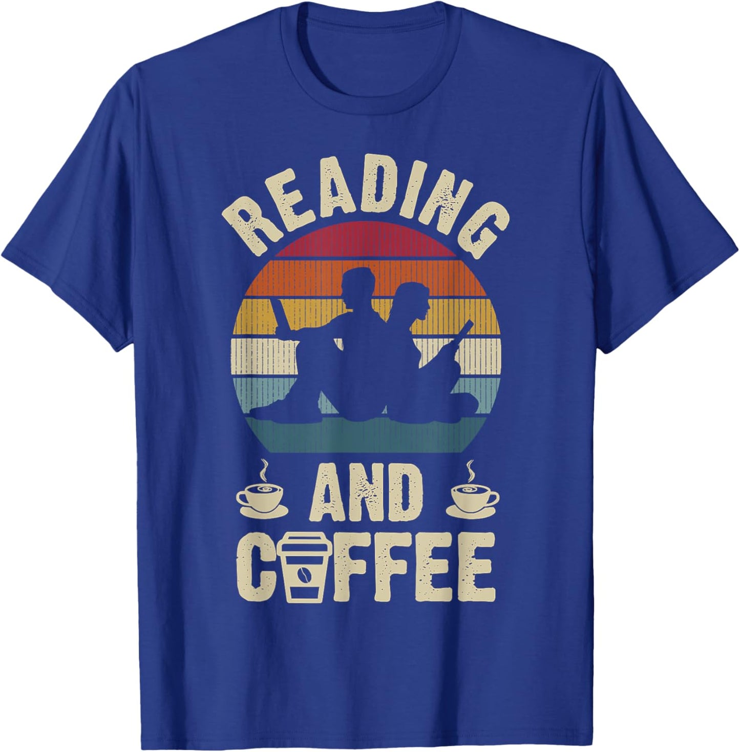 Funny Reading and Coffee Lovers Vintage Theme Hobby Cute T-Shirt - T-Shirt | Royal