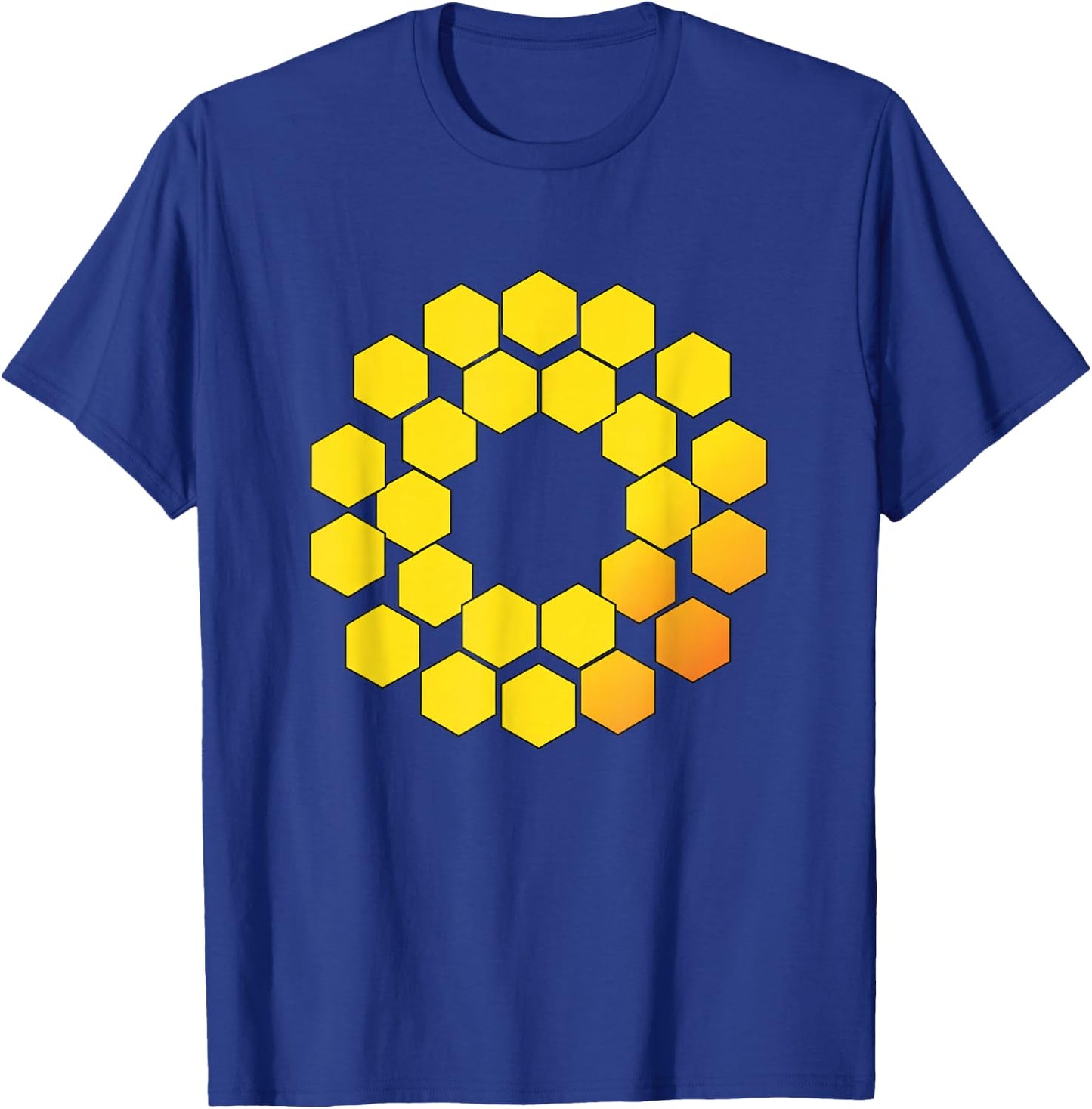Honeycomb Hexagon Ring Stem Sci Fi Geometry Pattern Math Art T-Shirt - T-Shirt | Royal
