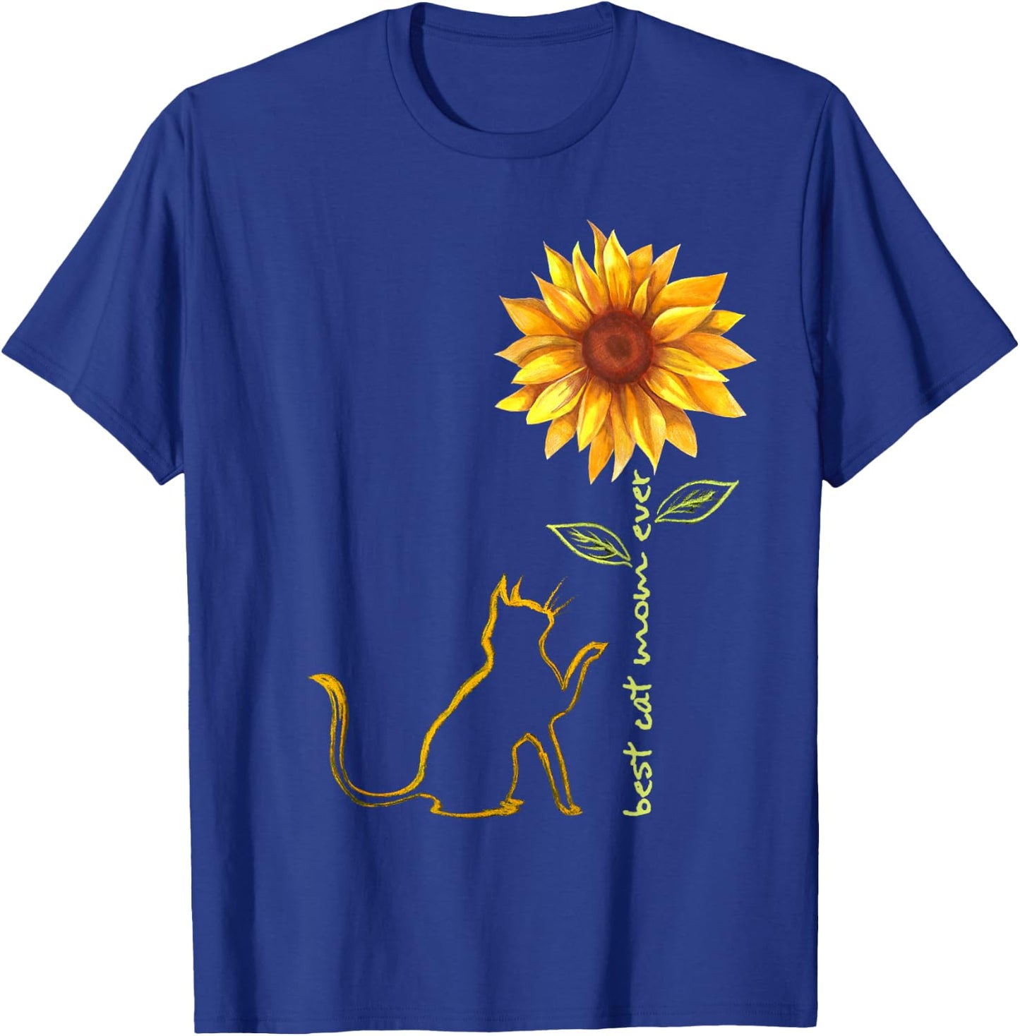 Best Cat Mom Ever Sunflower Cat Tree Men Women Girls Kids T-Shirt - T-Shirt | Royal
