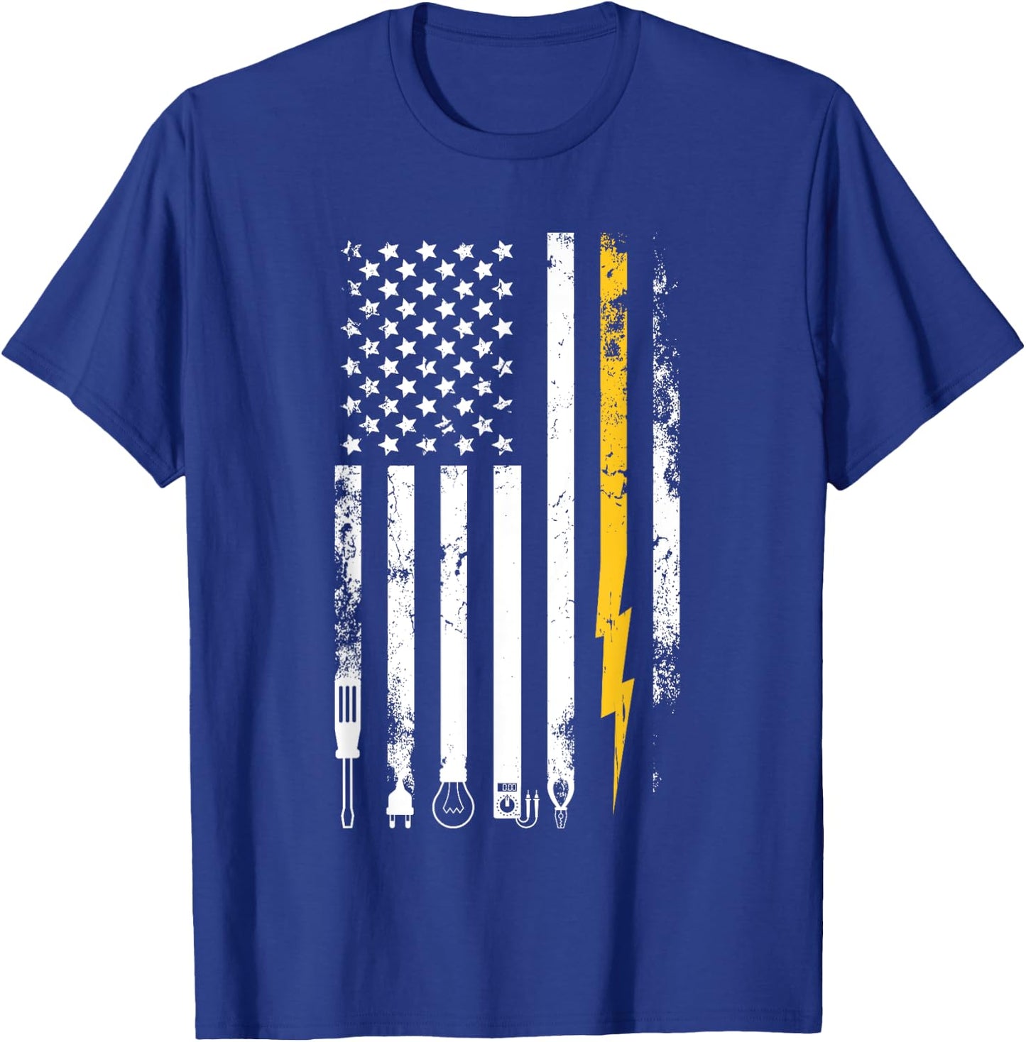 Electrician US Flag Electricians Tools T-Shirt - T-Shirt | Royal
