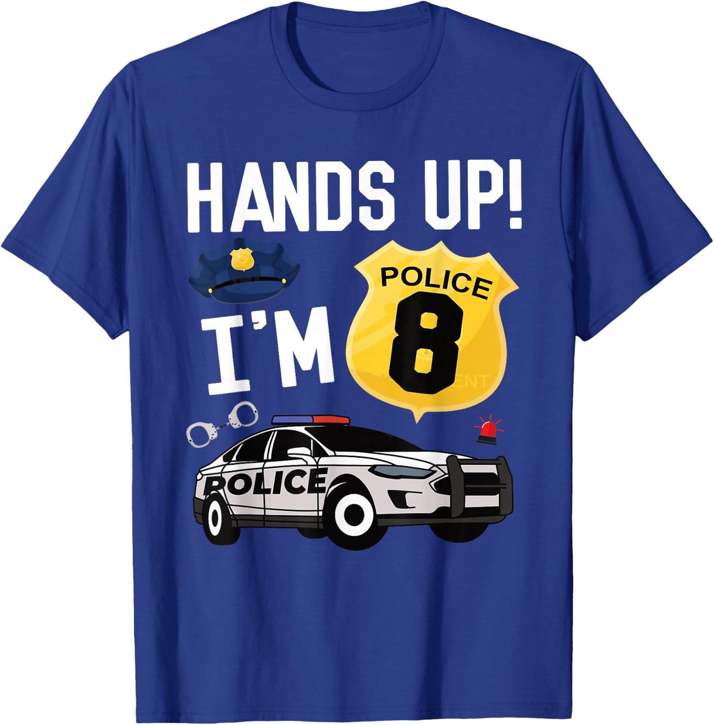8th Birthday Policeman Boy Eight Year Old Police Officer T-Shirt - T-Shirt | Royal