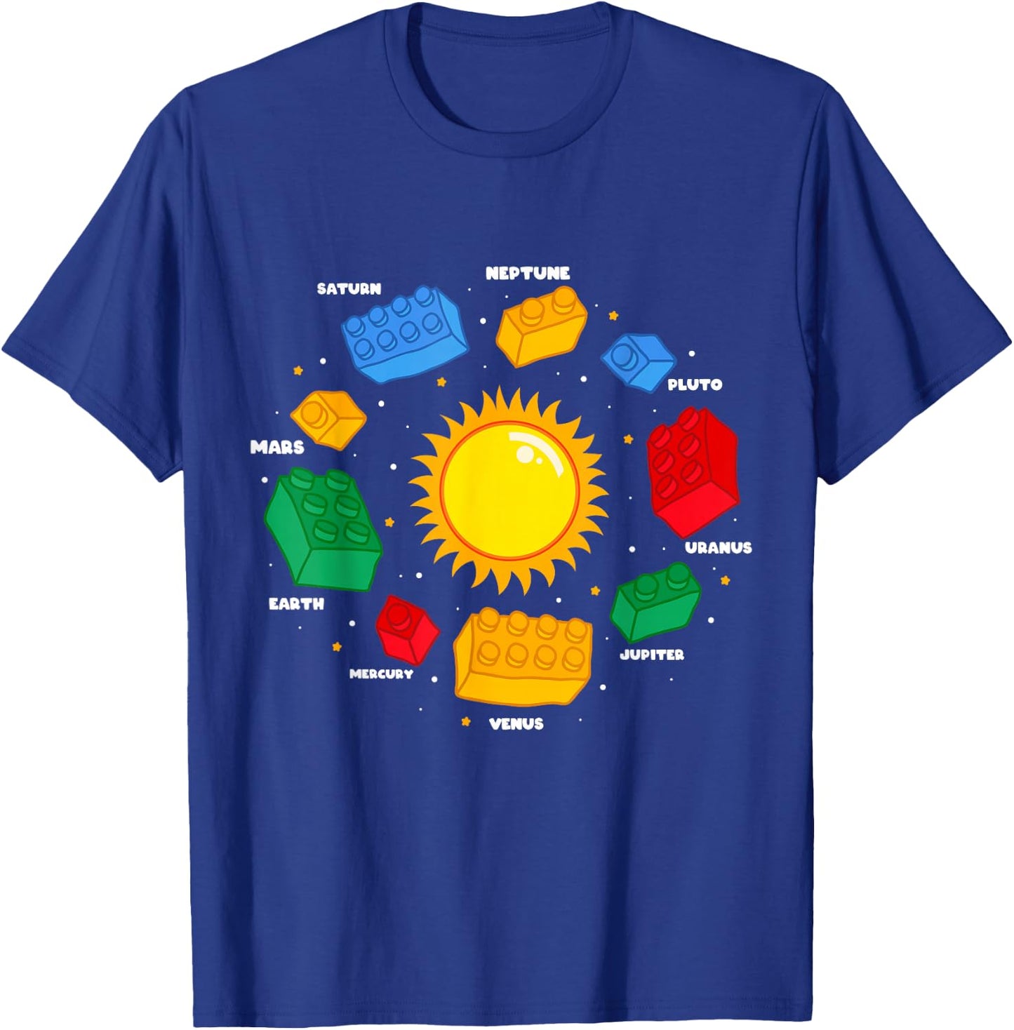 Boys Space Planet Master Builder Science Building Blocks T-Shirt - T-Shirt | Royal