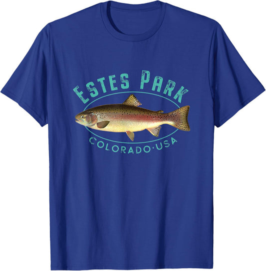 Estes Park Colorado Rainbow Trout Design T-Shirt - T-Shirt | Royal