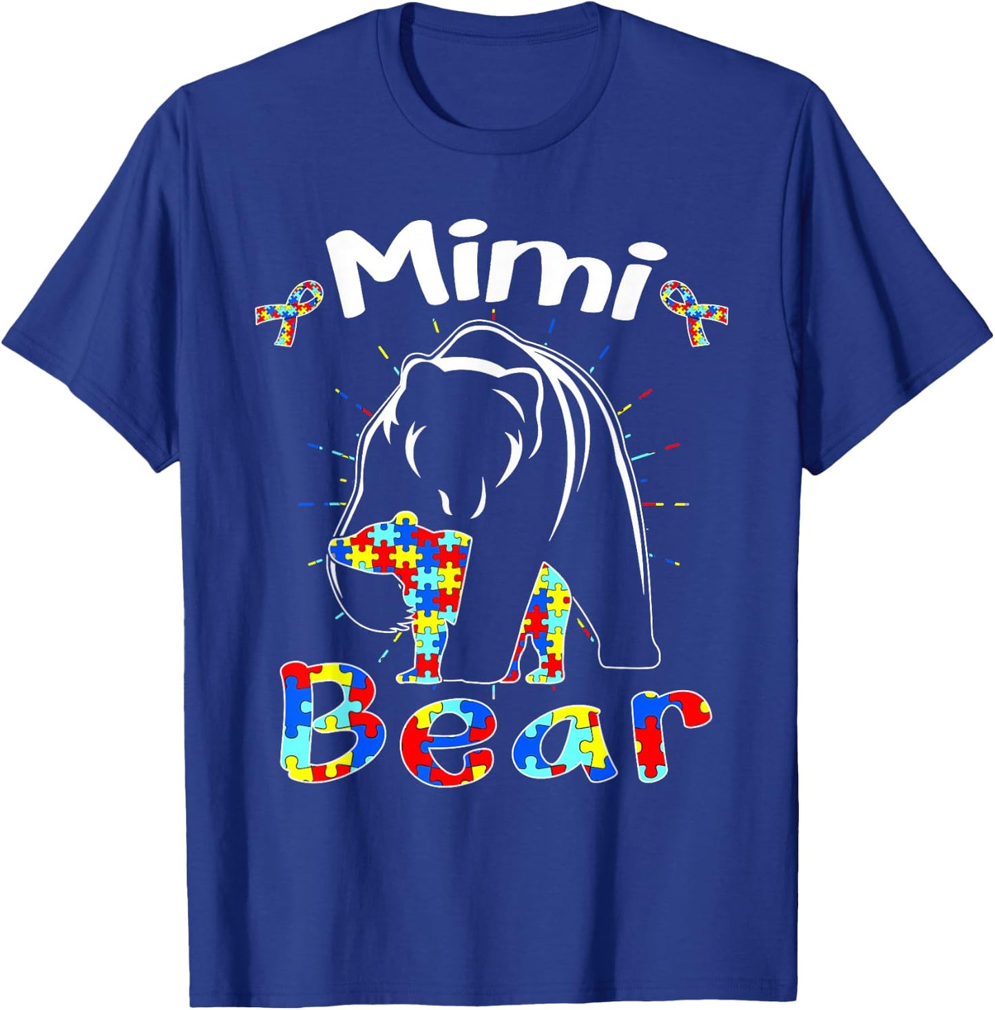 Cute Mimi Bear Autism Awareness Autistic Family Lover T-Shirt - T-Shirt | Royal