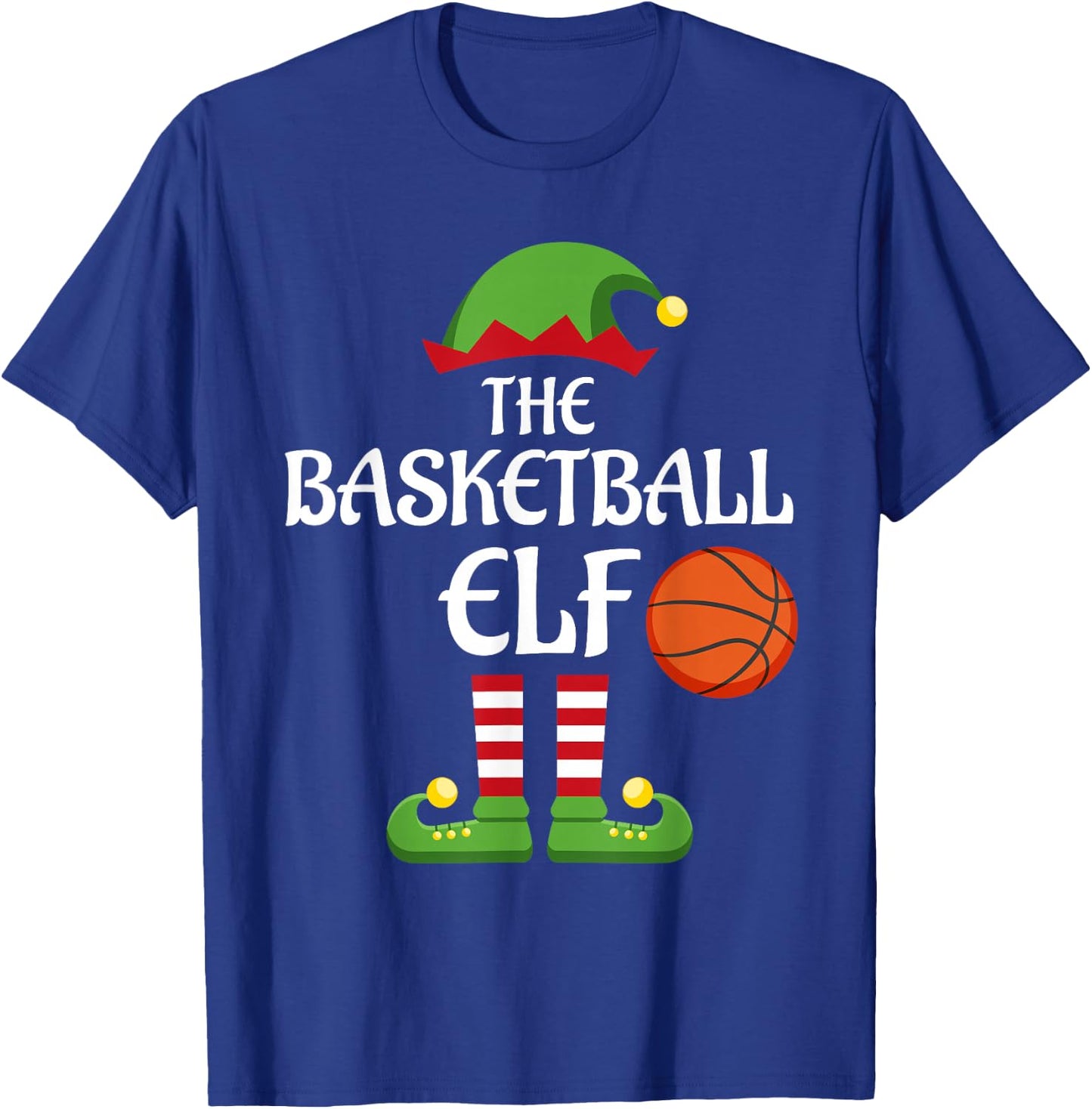 Basketball Elf Family Matching Group Christmas Sporty T-Shirt - T-Shirt | Royal