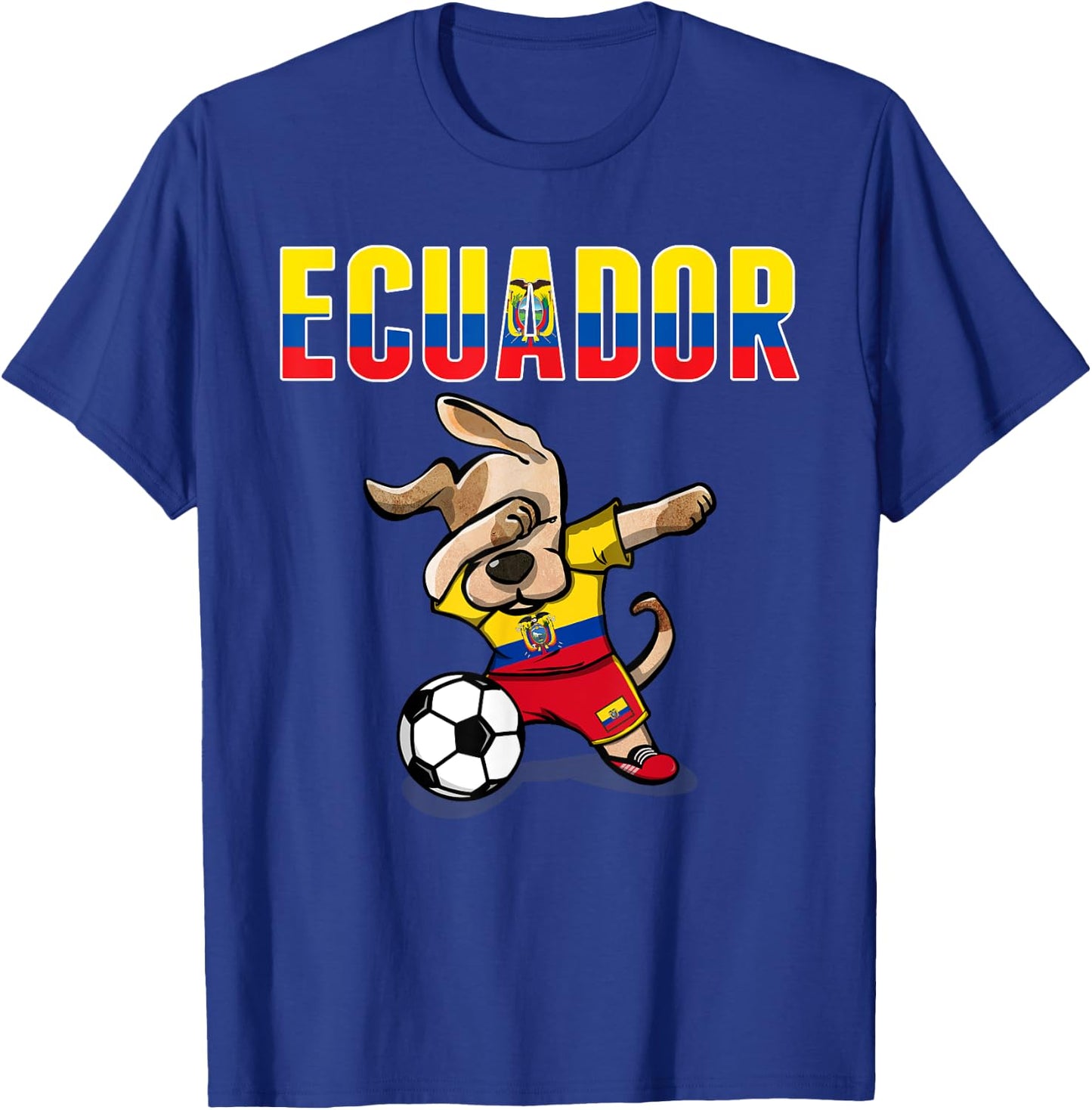 Dabbing Dog Ecuador Soccer Fans Jersey Ecuadorean Football Men Women Girls Kids T-Shirt - T-Shirt | Royal