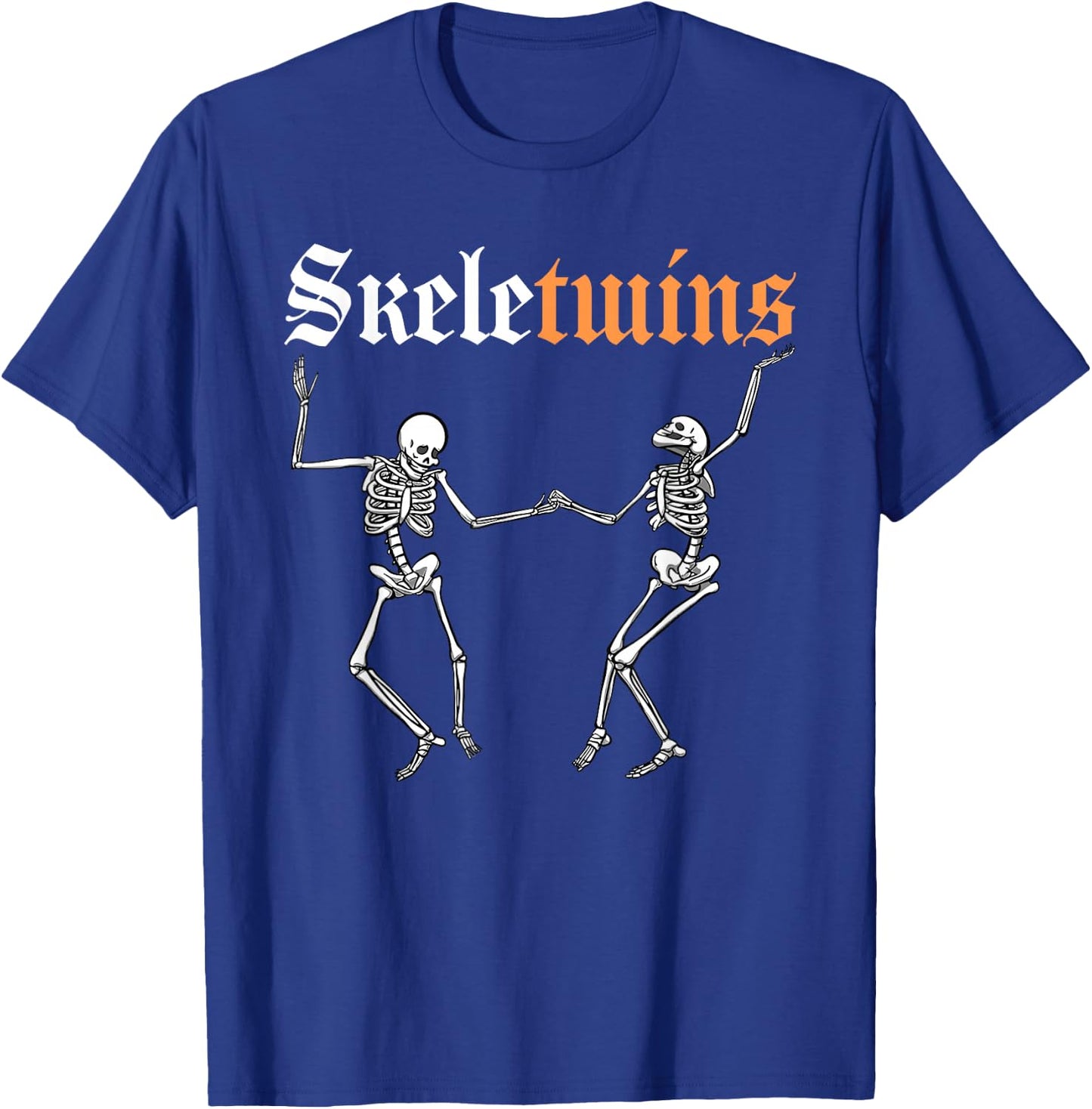 Twins Halloween Matching Skeletwins Funny Dancing Skeletons T-Shirt - T-Shirt | Royal