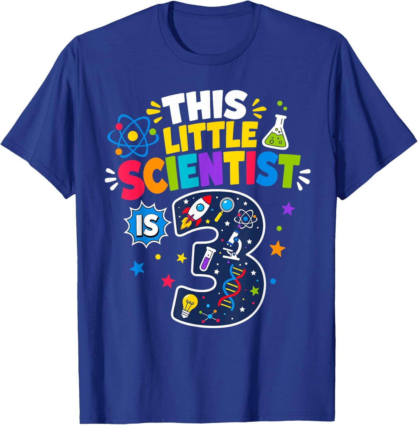 This Little Scientist is 3 3rd Birthday Science Kids T-Shirt - T-Shirt | Royal