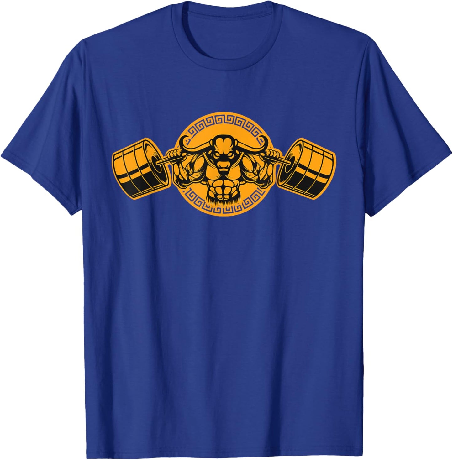 Minotaur Lifts Weights, Fitness Workout at Gym - Minotaur T-Shirt - T-Shirt | Royal