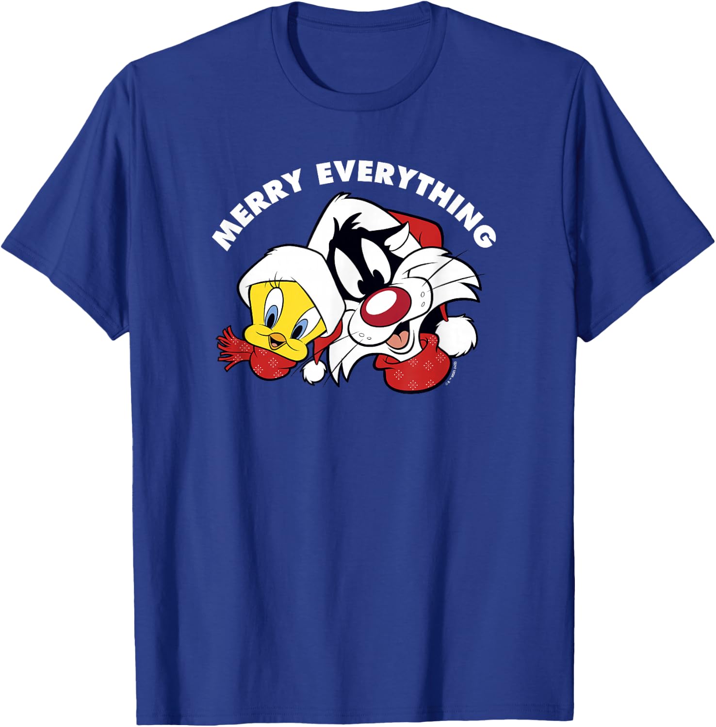 Looney Tunes Sylvester And Tweety Merry Everything Christmas T-Shirt - T-Shirt | Royal