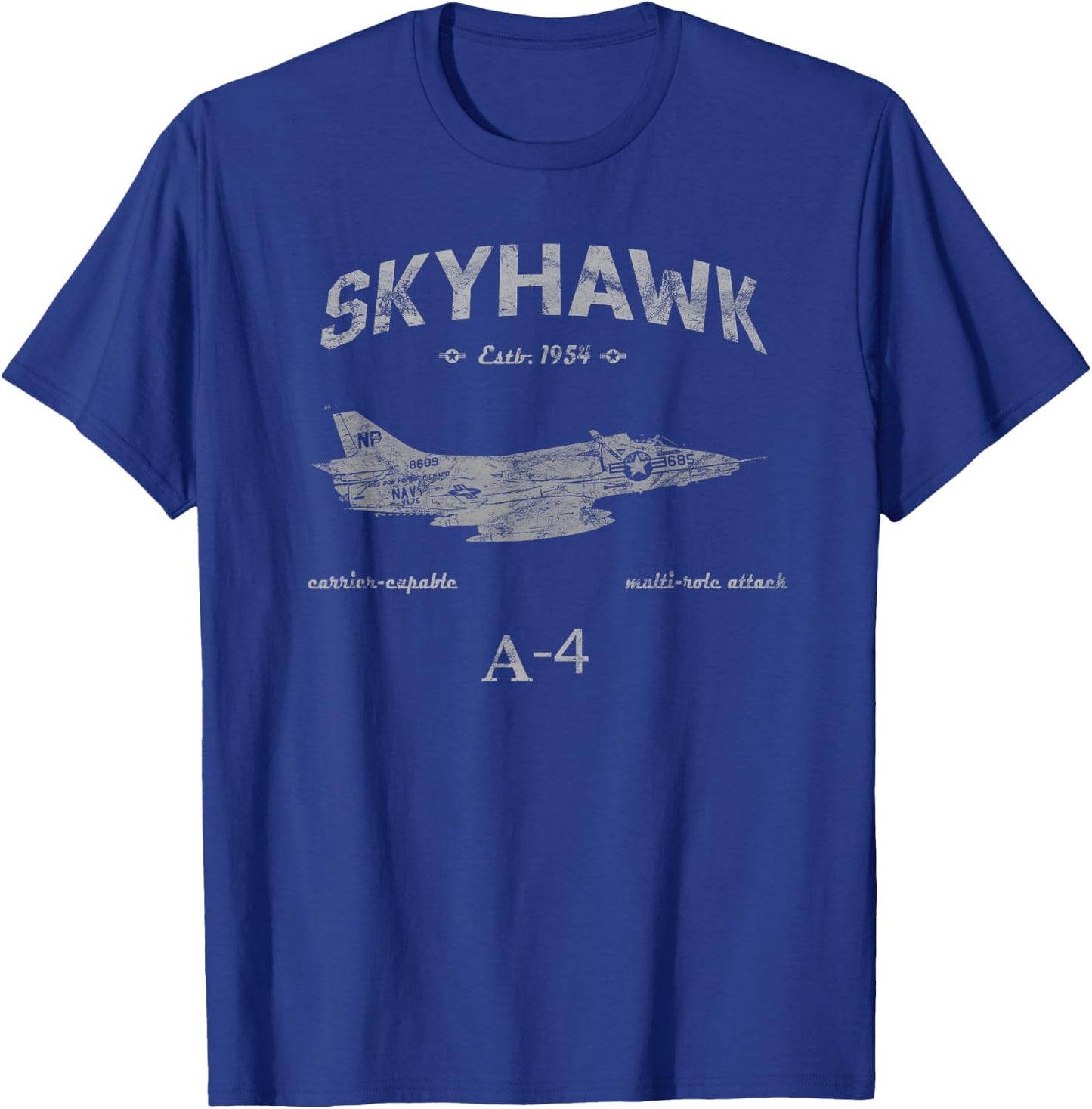 A-4 Skyhawk Jet Airplane Estb 1954 Vintage Style Pilot T-Shirt - T-Shirt | Royal