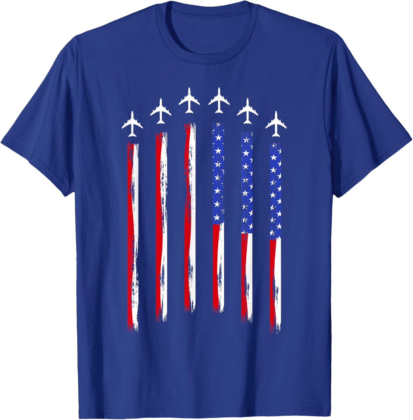 American Flag USA Fighter Jet For 4th Of July Patriotic T-Shirt - T-Shirt | Royal