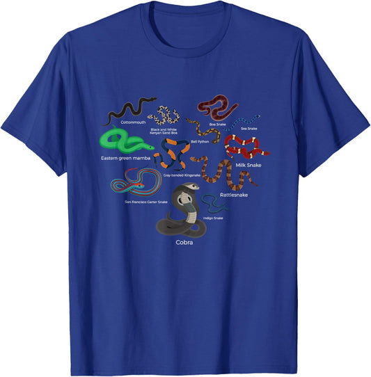 Herpetology type of snakes lover heart herping kids boys men T-Shirt - T-Shirt | Royal