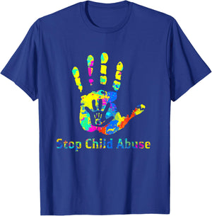 Stop Child Abuse Prevention Awareness Month Blue Ribbon T-Shirt - T-Shirt | Royal