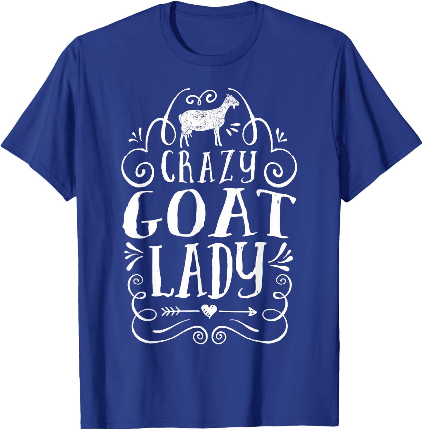 Crazy Goat Lady Girls Women Farmer Farm Animal Lover Vintage T-Shirt - T-Shirt | Royal