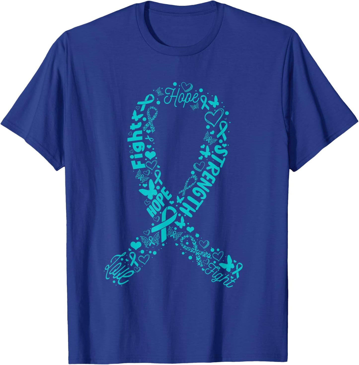 Ovarian Cancer Teal Awareness Ribbon Mother's Day T-Shirt - T-Shirt | Royal