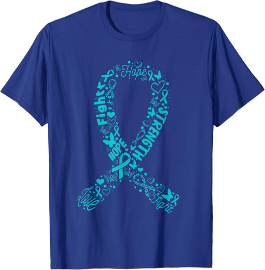 Ovarian Cancer Teal Awareness Ribbon Mother's Day T-Shirt - T-Shirt | Royal