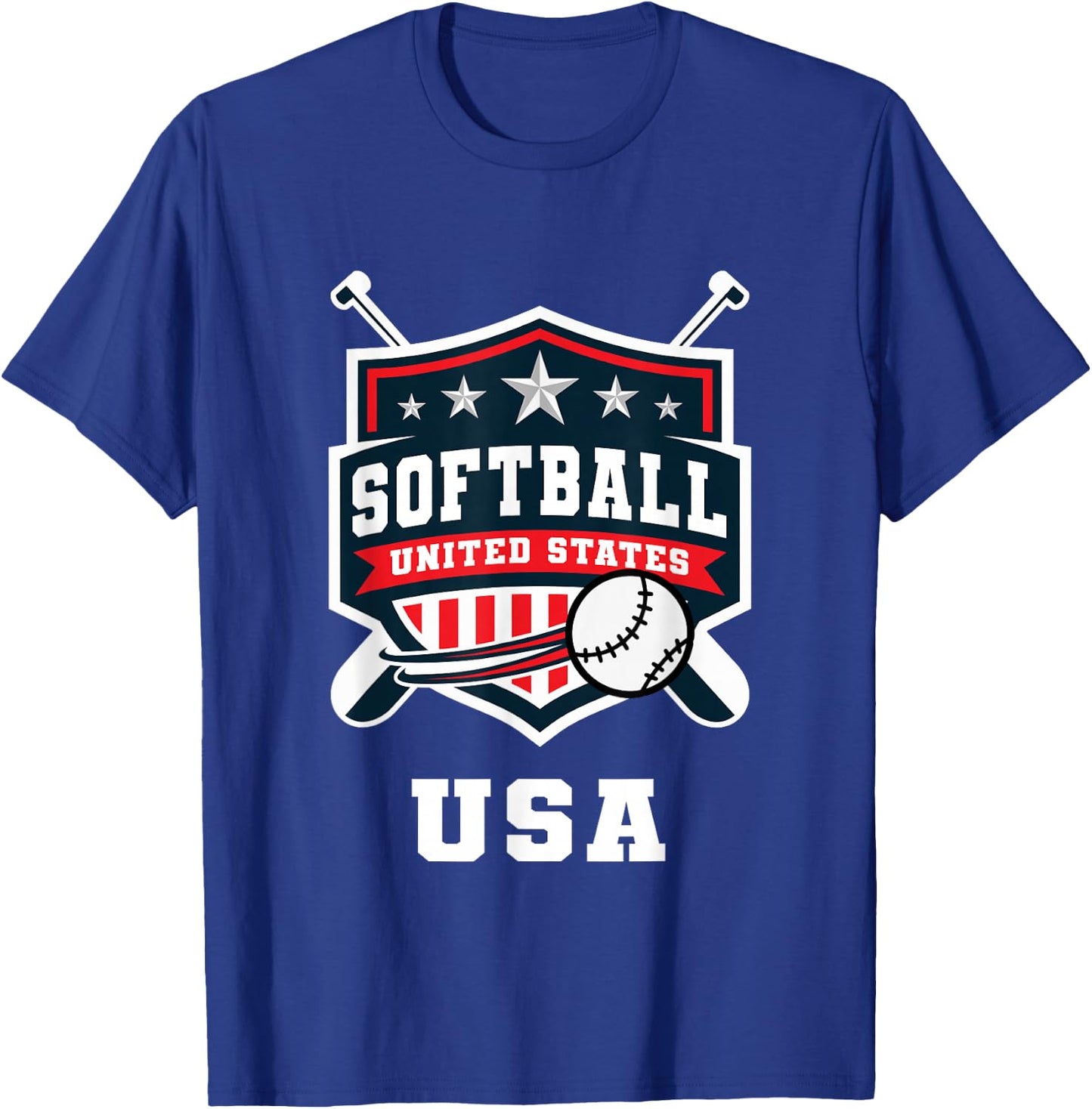 Softball USA Support The Team USA Flag T-Shirt - T-Shirt | Royal