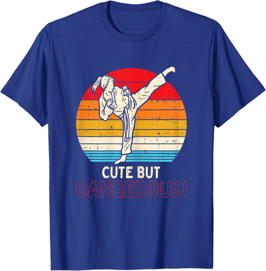 Cute But Dangerous Girl Ponytail Kick Karate Taekwondo Gift T-Shirt - T-Shirt | Royal