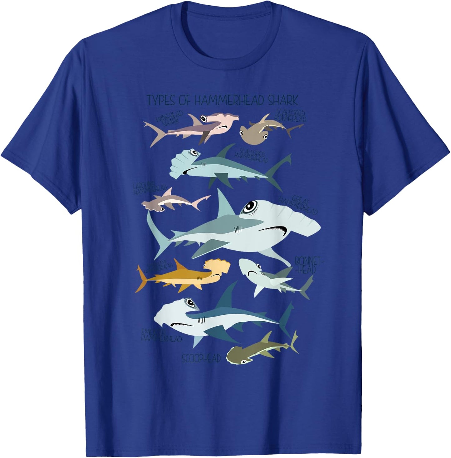 types of HAMMERHEAD shark guide T-Shirt - T-Shirt | Royal