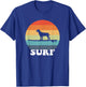 Dog On Surfboard Surfing Board Surfer Dog Retro Surf Cute T-Shirt - T-Shirt | Royal