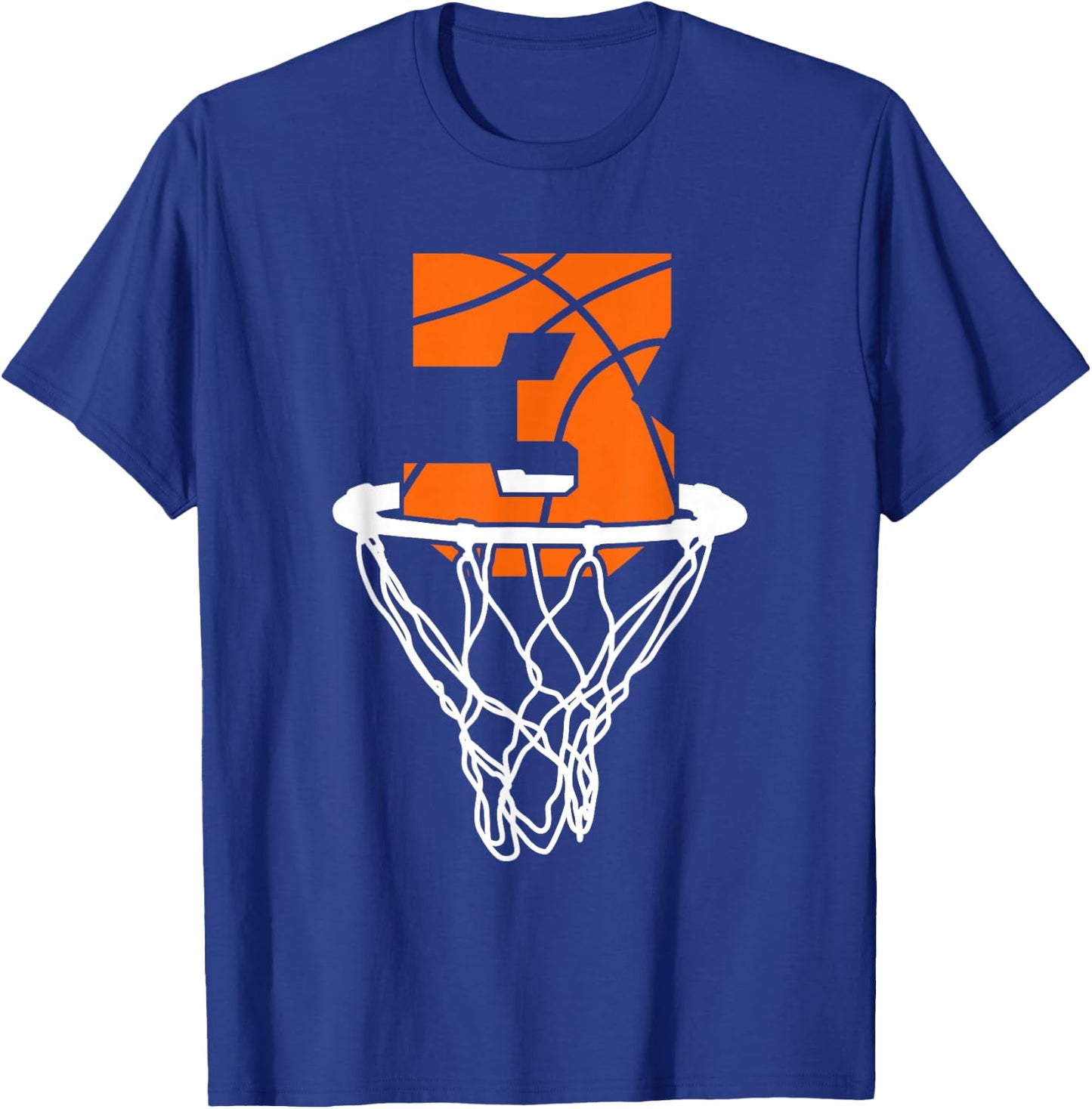 Cool Birthday Number Three Basketball Gift Shirt, Basketball T-Shirt - T-Shirt | Royal