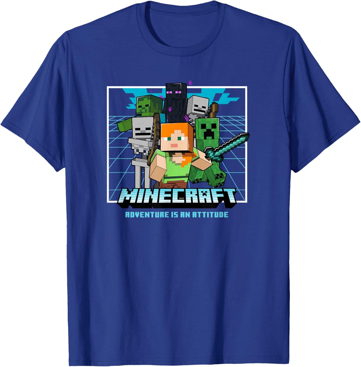 Minecraft Group Shot Action Pose Adventure T-Shirt - T-Shirt | Royal