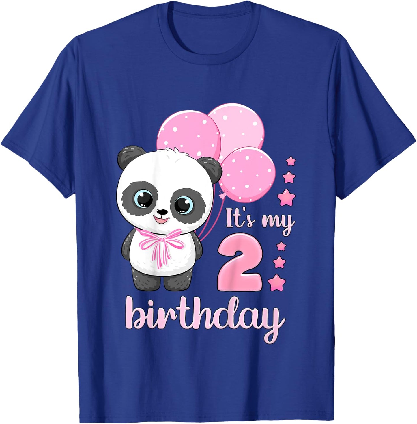 Girl 2 Year Old, Panda, Pink Balloons, It's My 2nd Birthday T-Shirt - T-Shirt | Royal