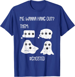 Wanna Hang Out Lazy Halloween Costume Funny Ghost Ghosted T-Shirt - T-Shirt | Royal