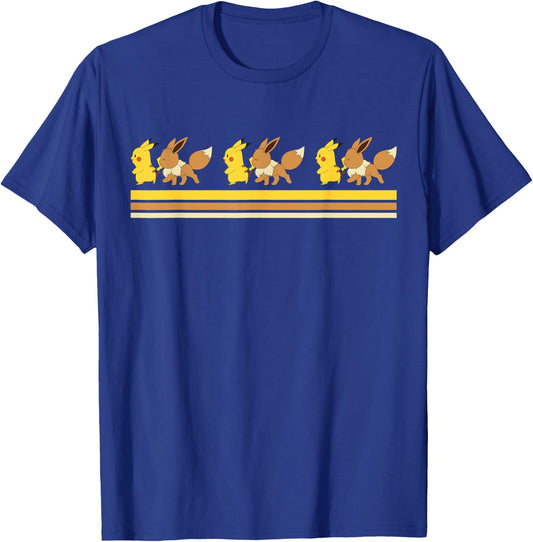 Pokemon Pikachu & Eevee Retro T-Shirt - T-Shirt | Royal