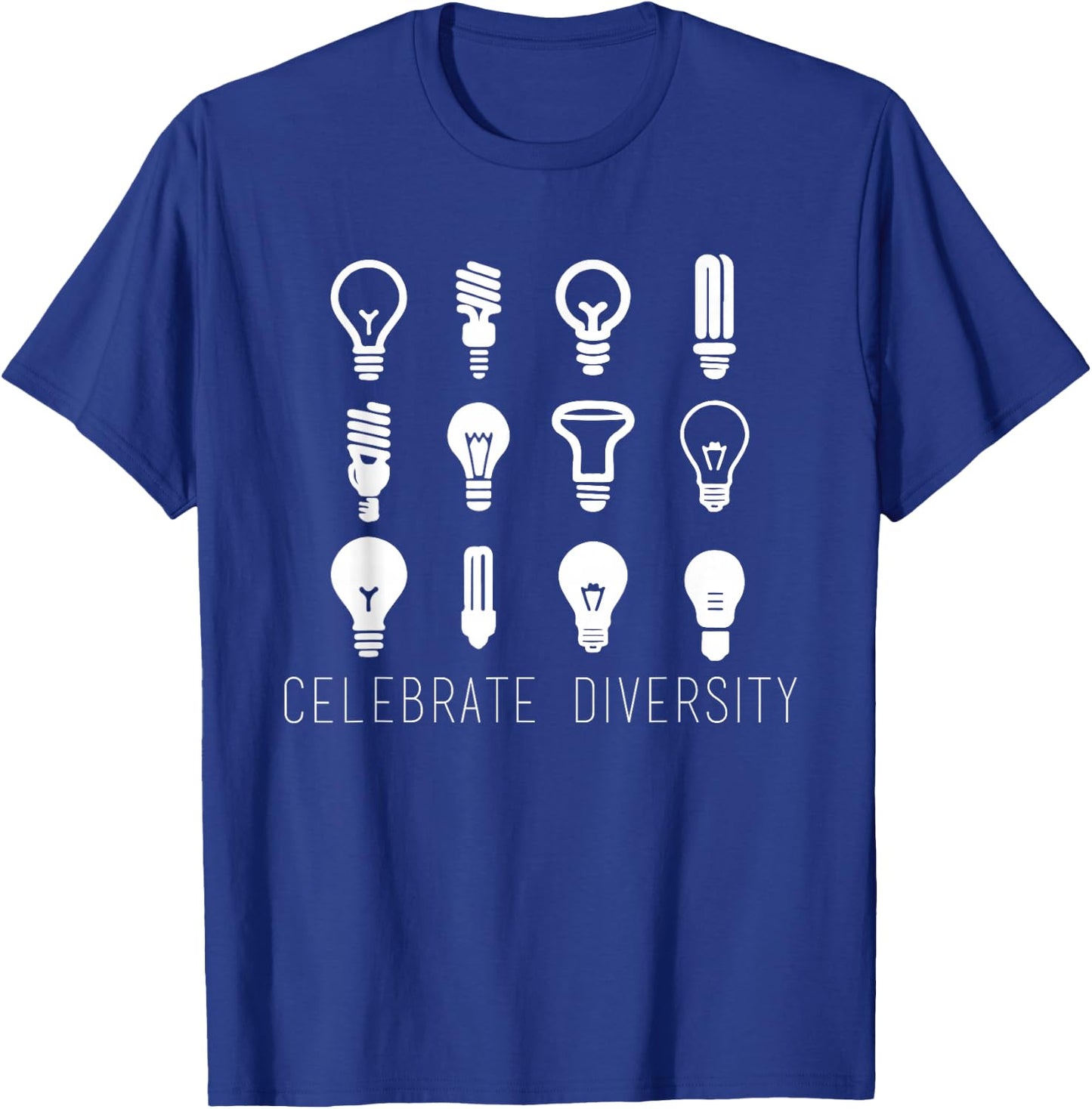 Electrician Dad Design Gift Celebrate Diversity Light bulbs T-Shirt - T-Shirt | Royal
