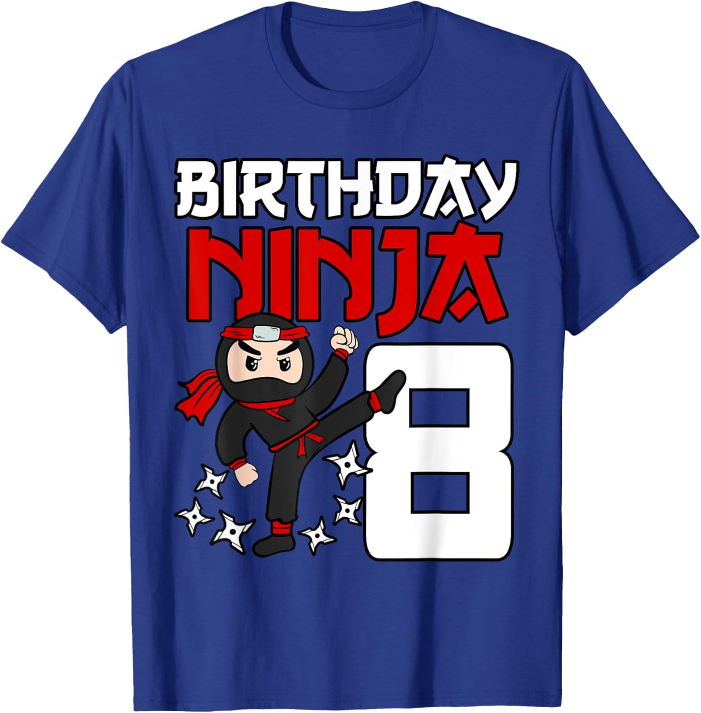 Birthday Ninja 8th Birthday Japan Boys Kids Ninja Party T-Shirt - T-Shirt | Royal