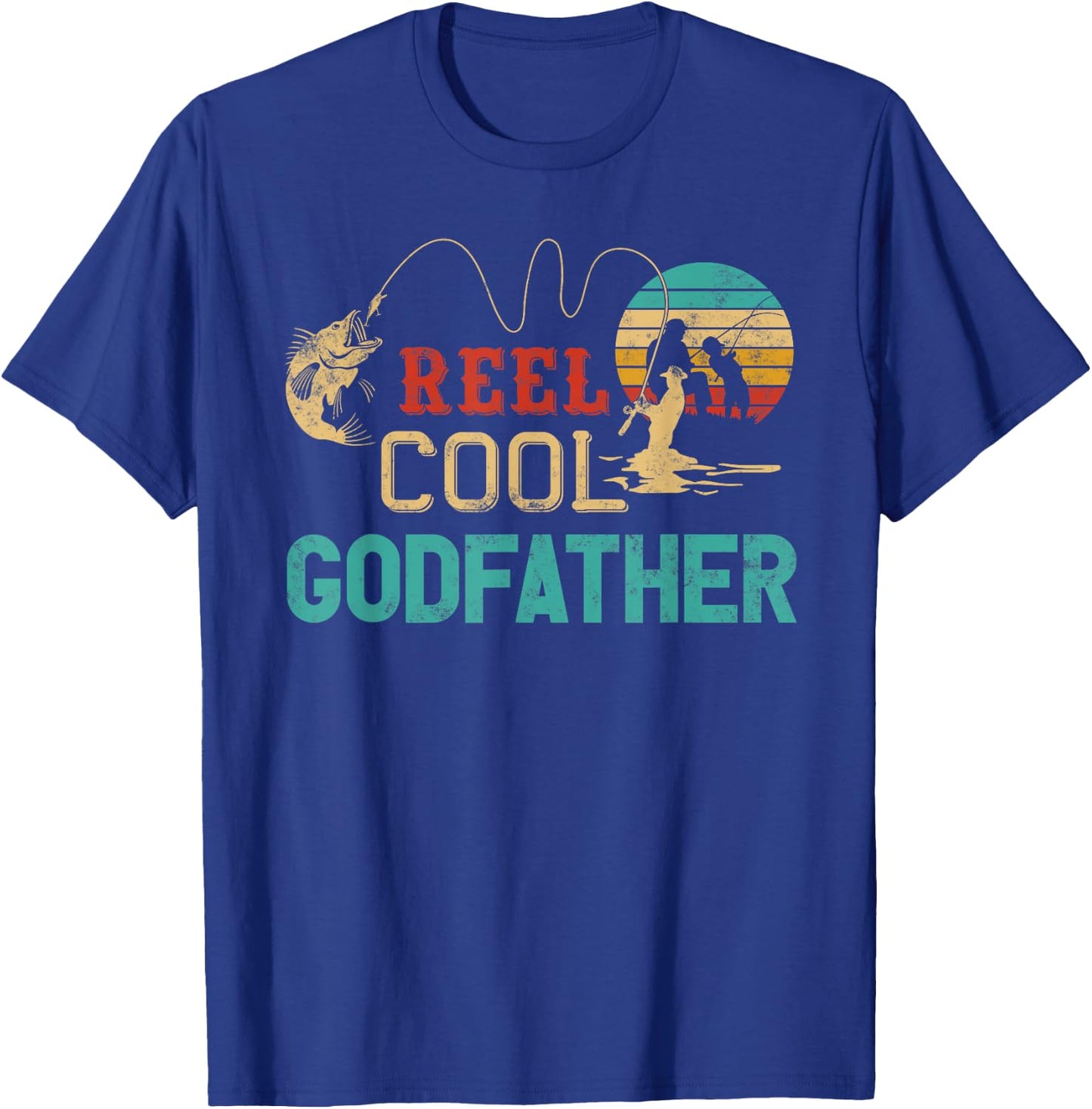 Reel Cool Godfather vintage funny fishing rod gift T-Shirt - T-Shirt | Royal