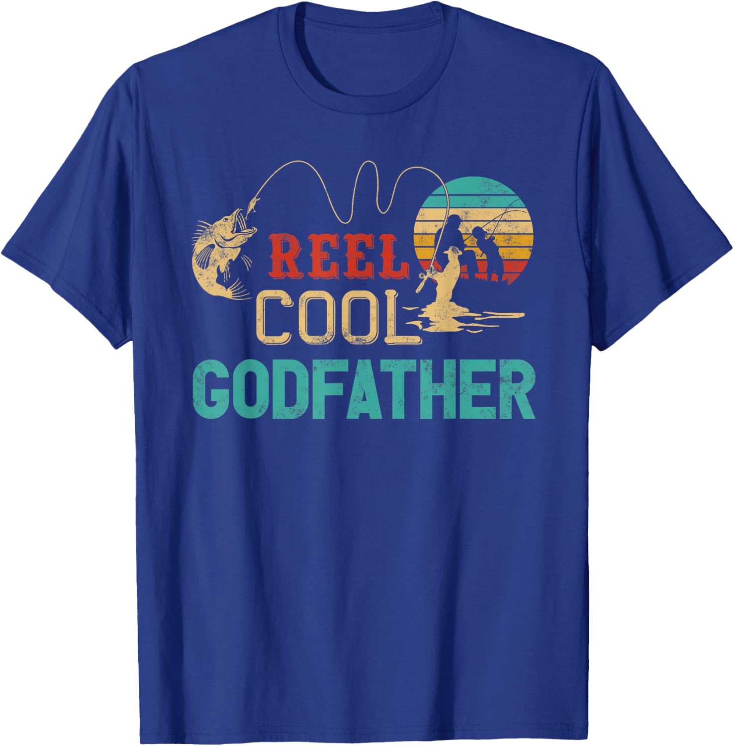 Reel Cool Godfather vintage funny fishing rod gift T-Shirt - T-Shirt | Royal