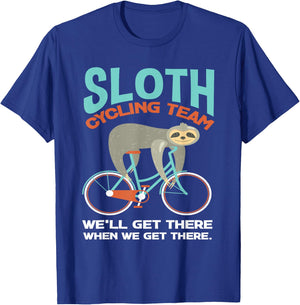 Sloth Cycling Team Lazy Sloth Bike Biker Funny Bicycle T-Shirt - T-Shirt | Royal