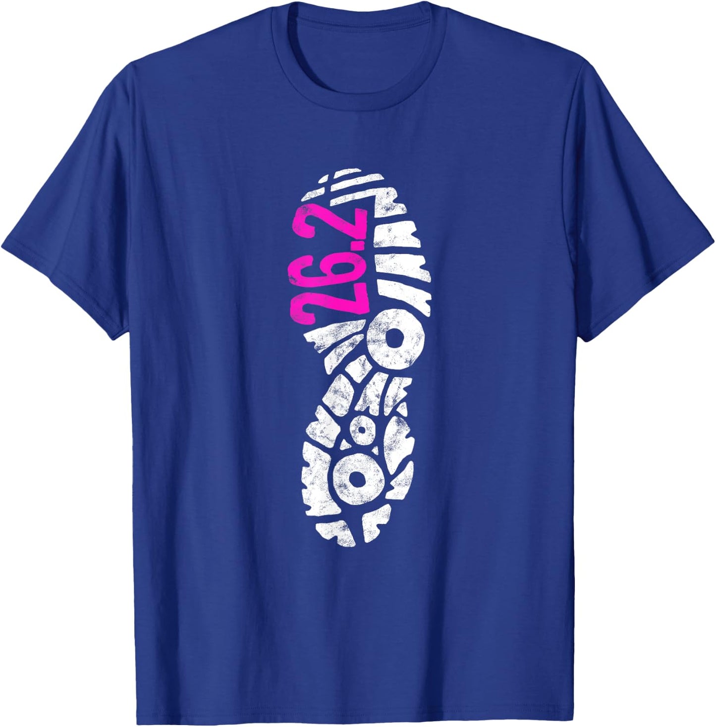 Women's Pink 26.2 Marathon Runner Footprint T-Shirt - T-Shirt | Royal
