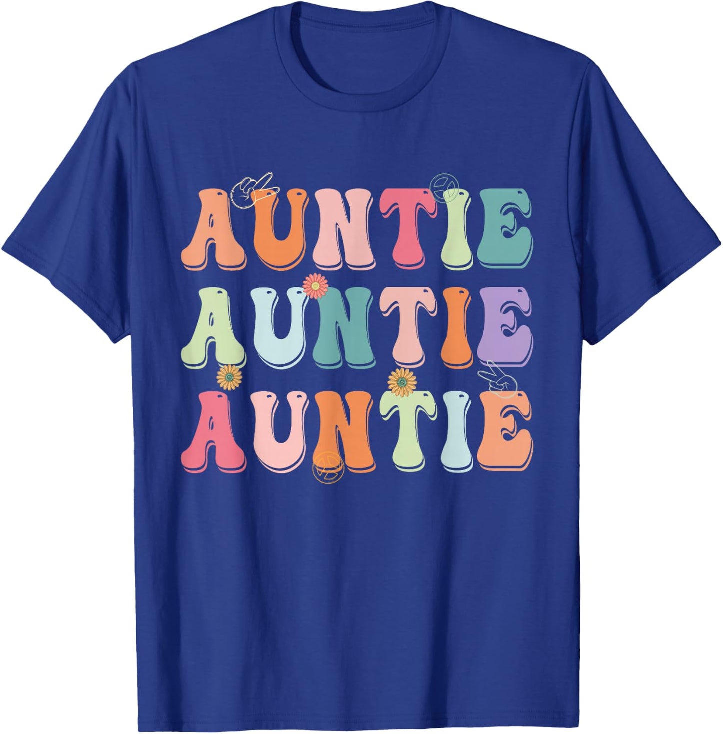 Groovy Auntie Family Matching Mother's Day Party T-Shirt - T-Shirt | Royal