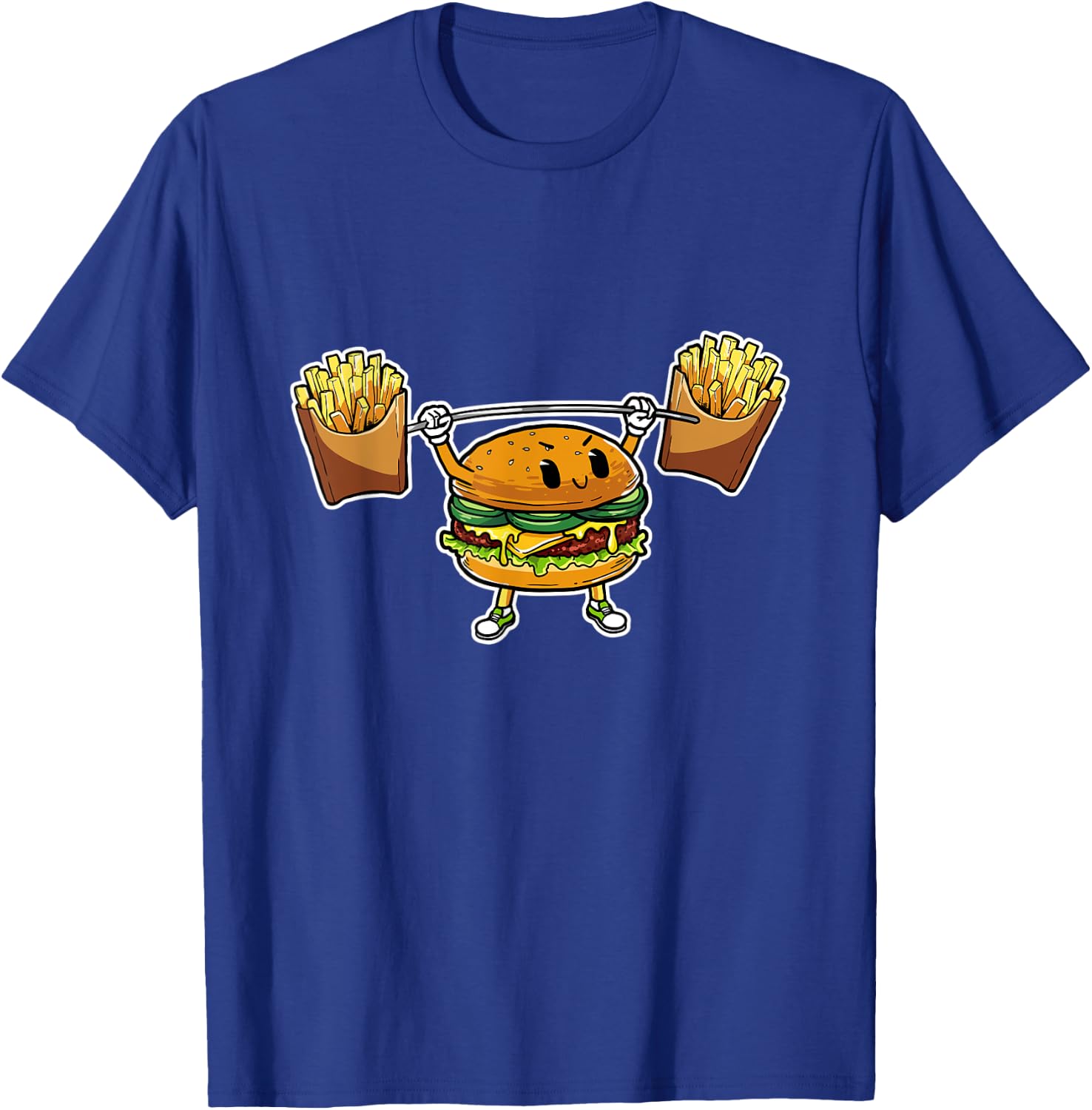 Funny Weightlifting Burger Lifting Fries Fitness T-Shirt - T-Shirt | Royal