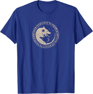 Geri & Freki Odin Wolves Viking Odin Wotan Germanic Moon Sun T-Shirt - T-Shirt | Royal