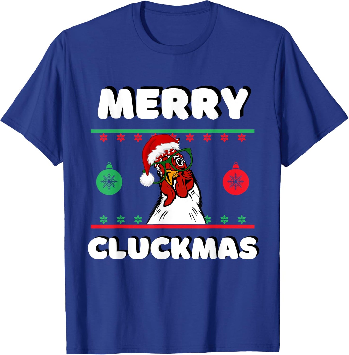 Merry Cluckmas Funny Chicken Christmas Retro Vintage T-Shirt - T-Shirt | Royal
