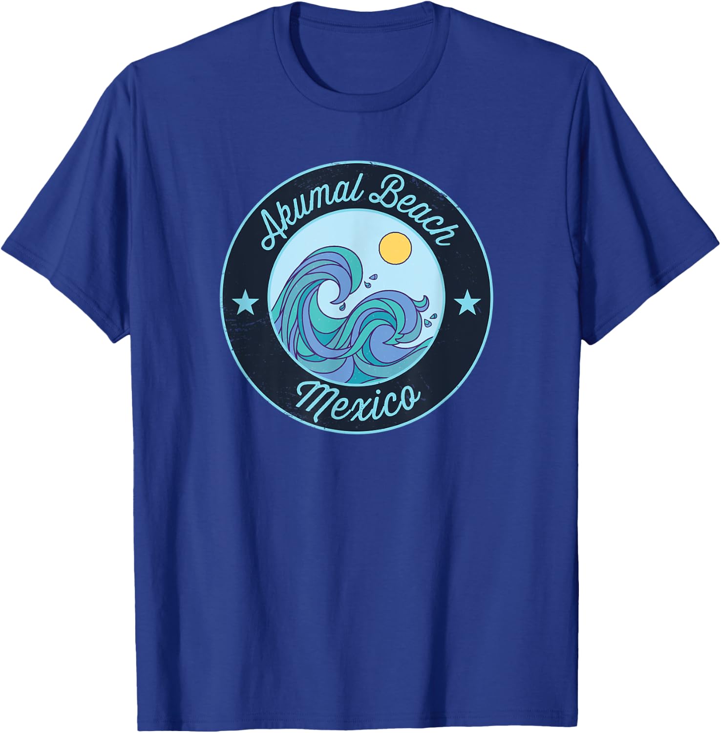 Akumal Beach Mexico Souvenir Nautical Surfer Graphic Men Women Kids T-Shirt - T-Shirt | Royal
