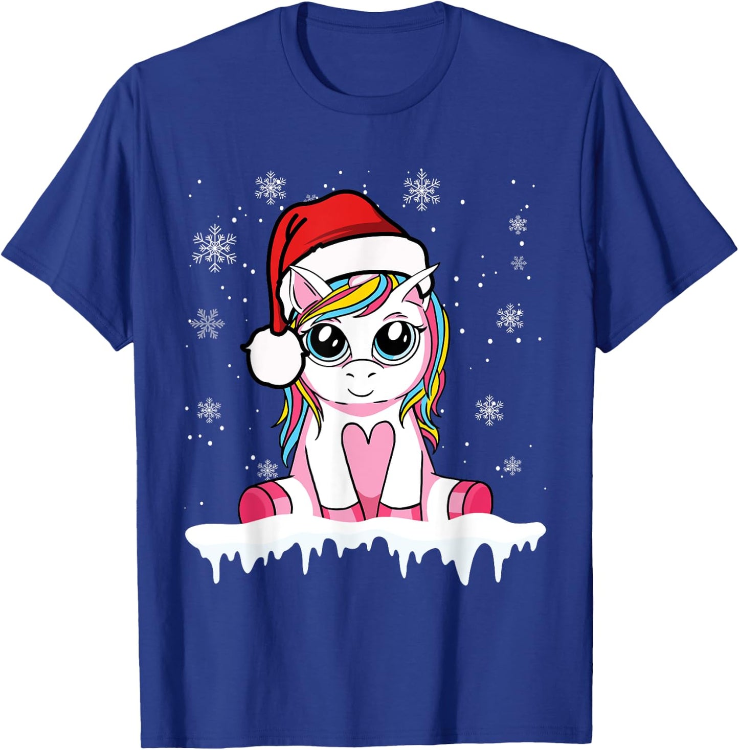 Cute Christmas Shirt Girls Women Santa Unicorn Christmas T-Shirt - T-Shirt | Royal