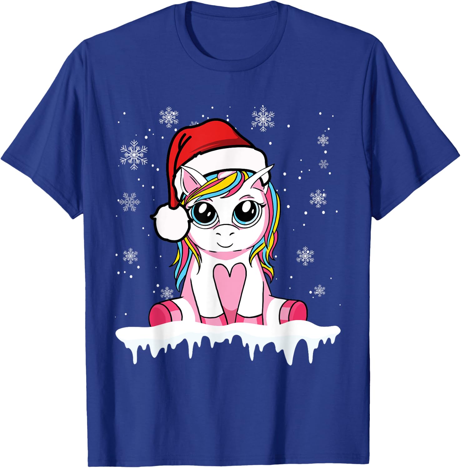 Cute Christmas Shirt Girls Women Santa Unicorn Christmas T-Shirt - T-Shirt | Royal