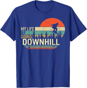 My Life Is Going Downhill Ski Gift Ski Fan Instructor Skier T-Shirt - T-Shirt | Royal