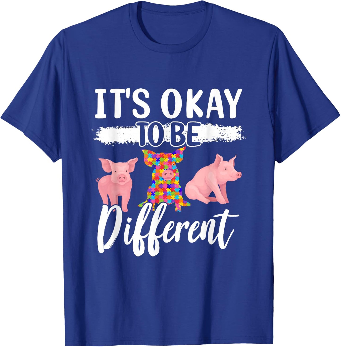Funny Pig Lover Graphic Autism Awareness Women Men Kids Pig T-Shirt - T-Shirt | Royal