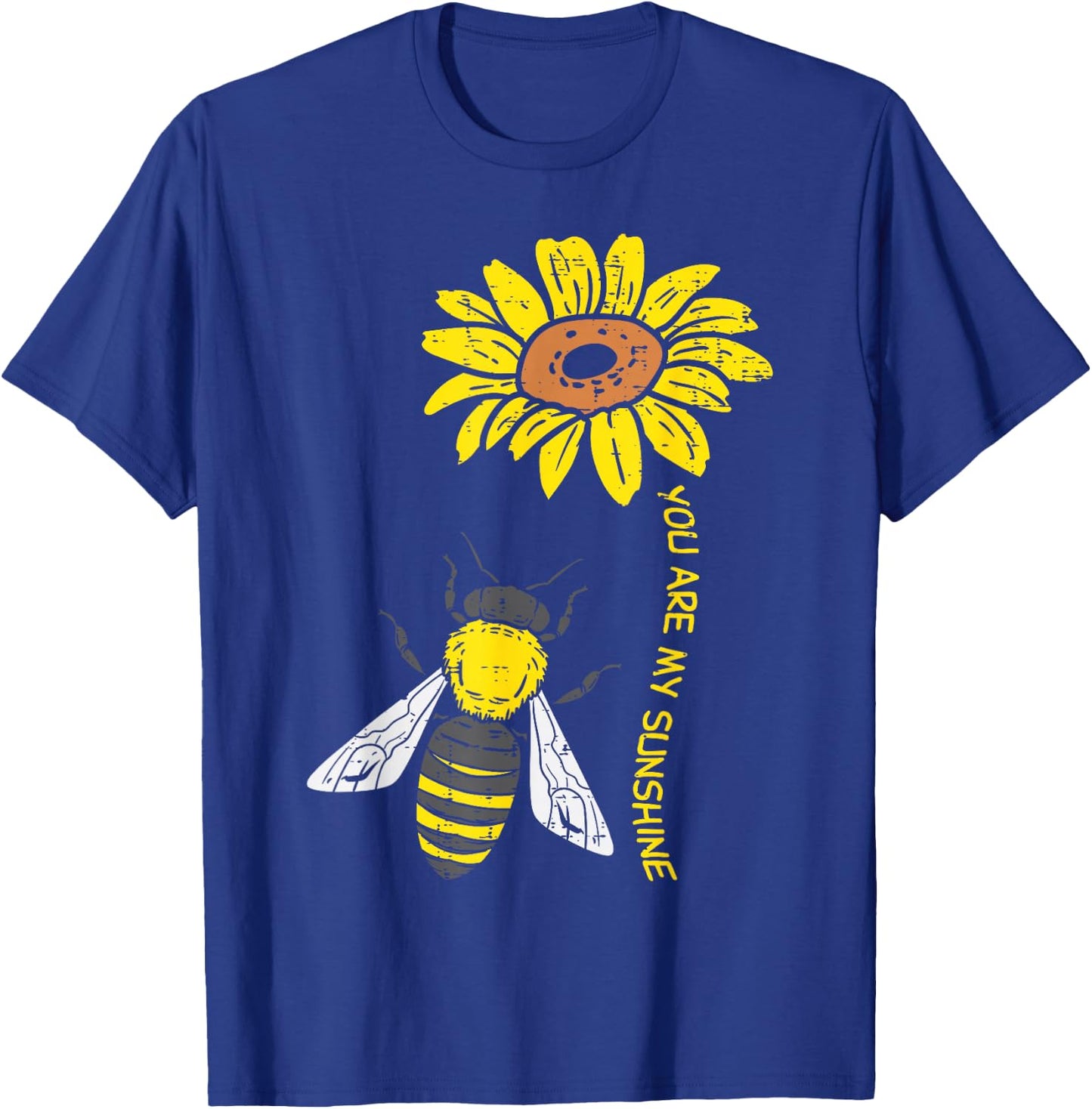 Sunflower Bee You Are Sunshine Vintage Nature Environment T-Shirt - T-Shirt | Royal