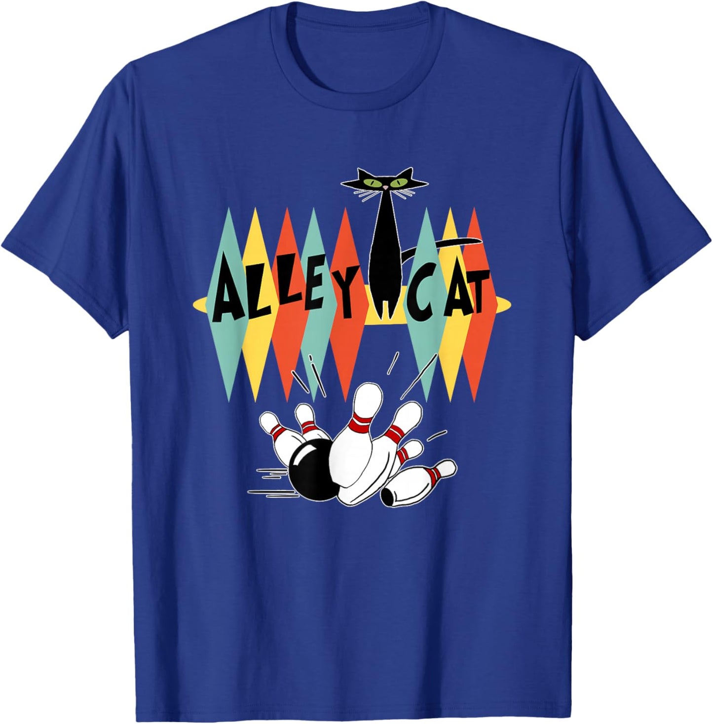 Retro Bowling Vintage Bowler Alley Cat Vintage Small T-Shirt - T-Shirt | Royal
