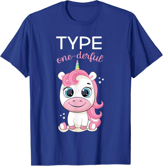 Type One-derful Diabetes Awareness T1D Unicorn Diabetes Sock T-Shirt - T-Shirt | Royal