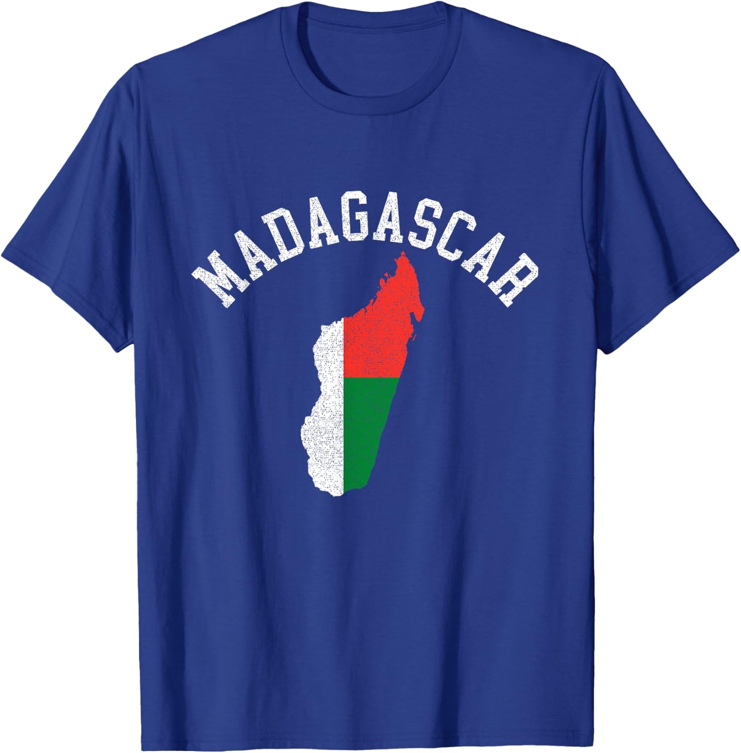 Patriotic Men Women Madagascar Flag Map Distressed T-Shirt - T-Shirt | Royal